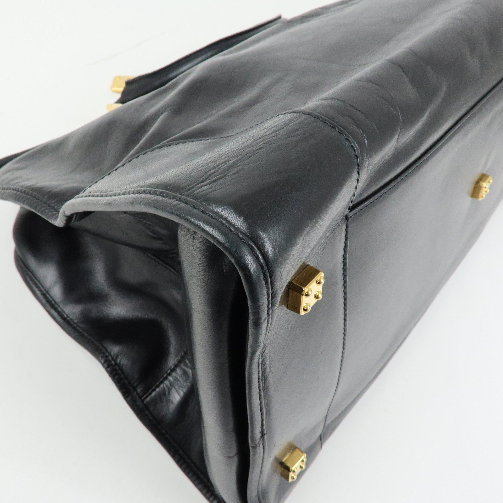LOEWE Anagram Amazona 50 Leather Hand Bag Boston Bag Black