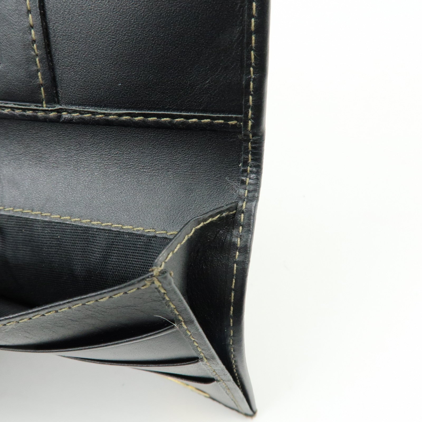 FENDI Pequin Leather PVC Long Wallet Beige Black 30806