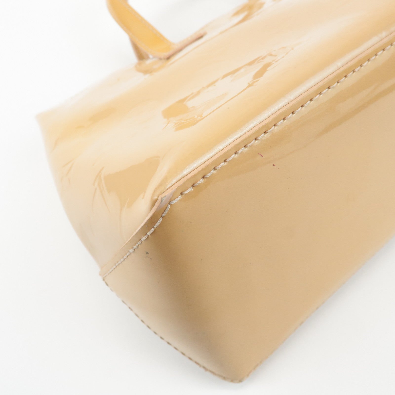 Louis Vuitton Monogram Vernis Wilshire PM Hand Bag Blanc Corail M91642 Used