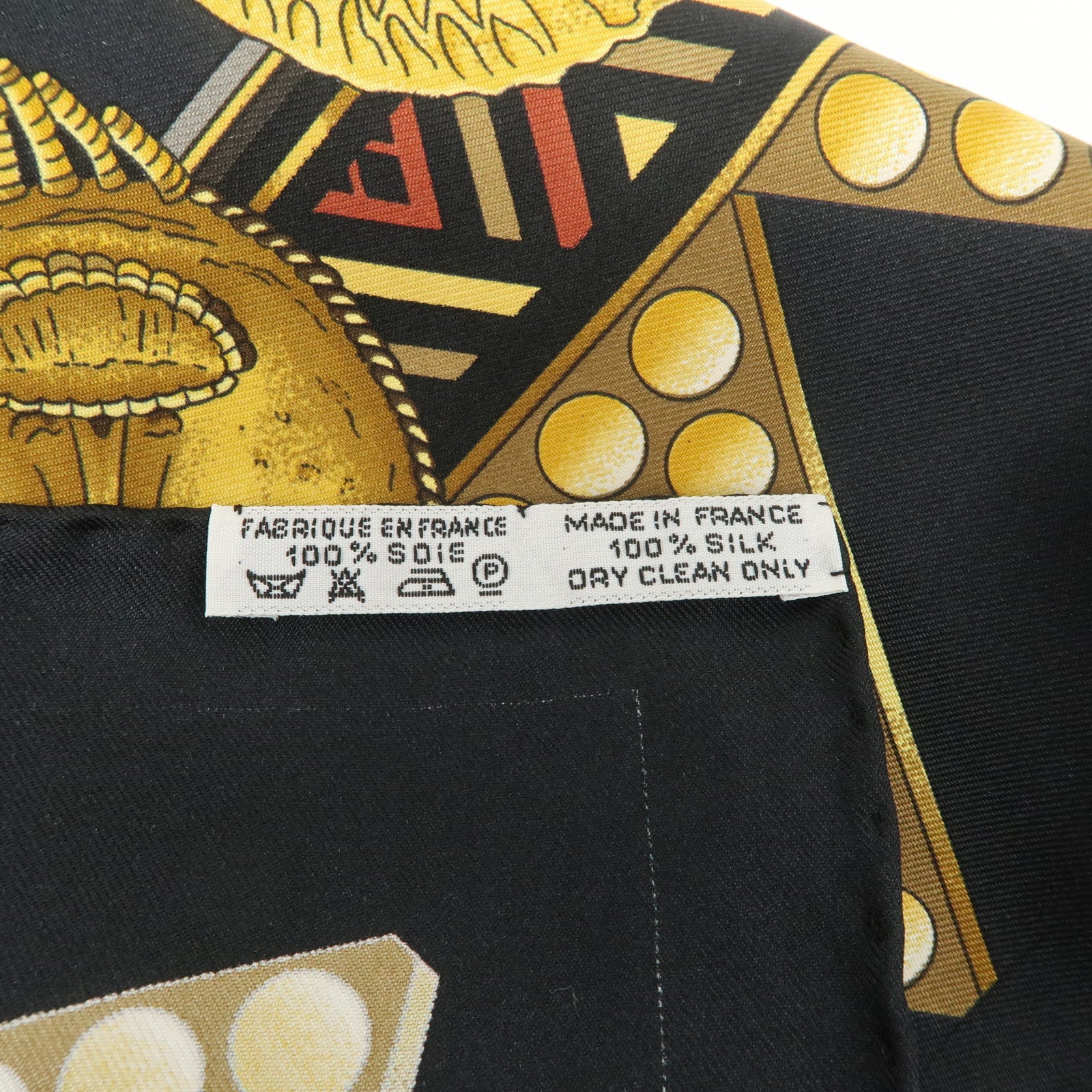 HERMES Carre 90 Silk 100% Scarf  L'OR DES CHEFS Black Yellow