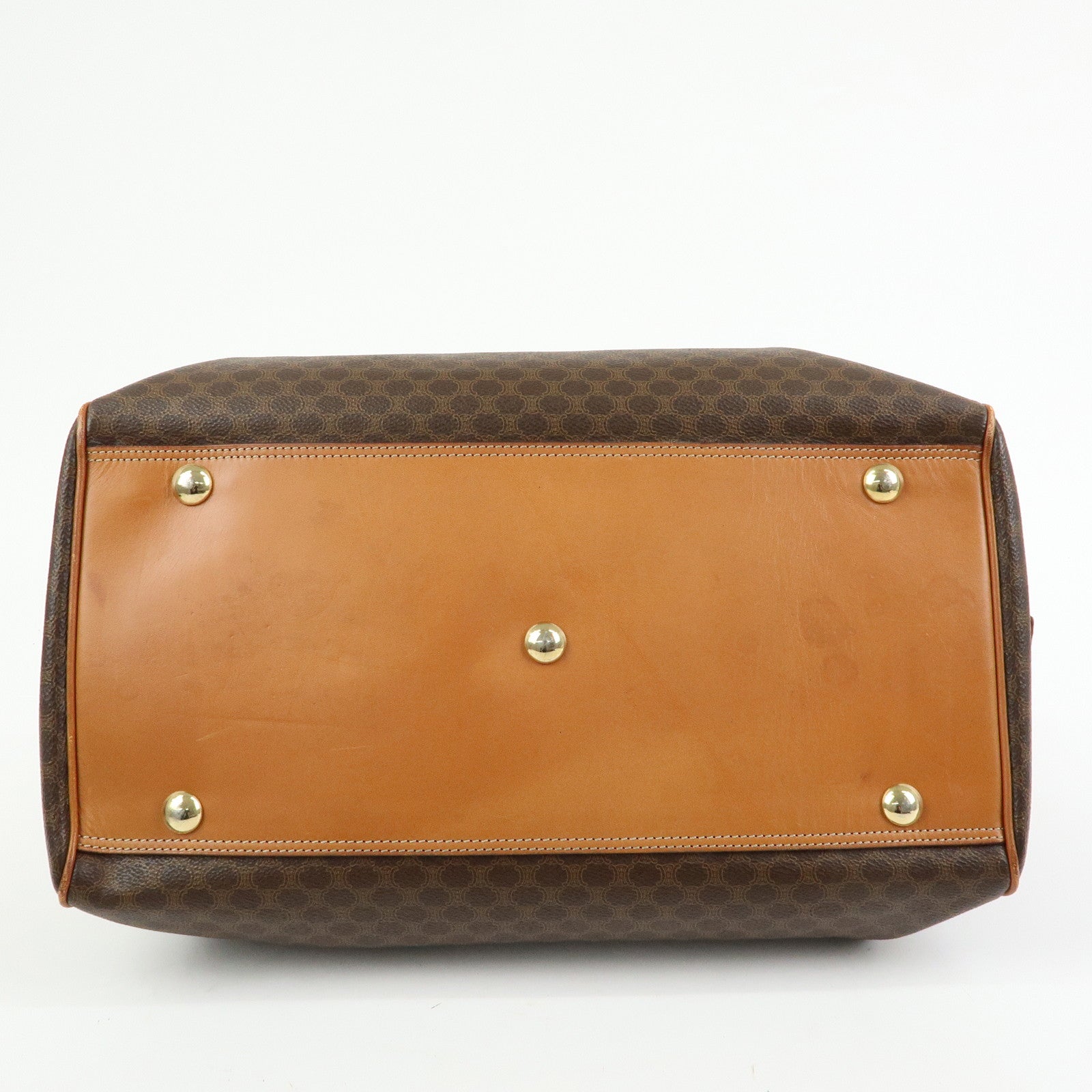 CELINE Macadam PVC Leather 2WAY Bag Boston Bag Shoulder Bag Brown