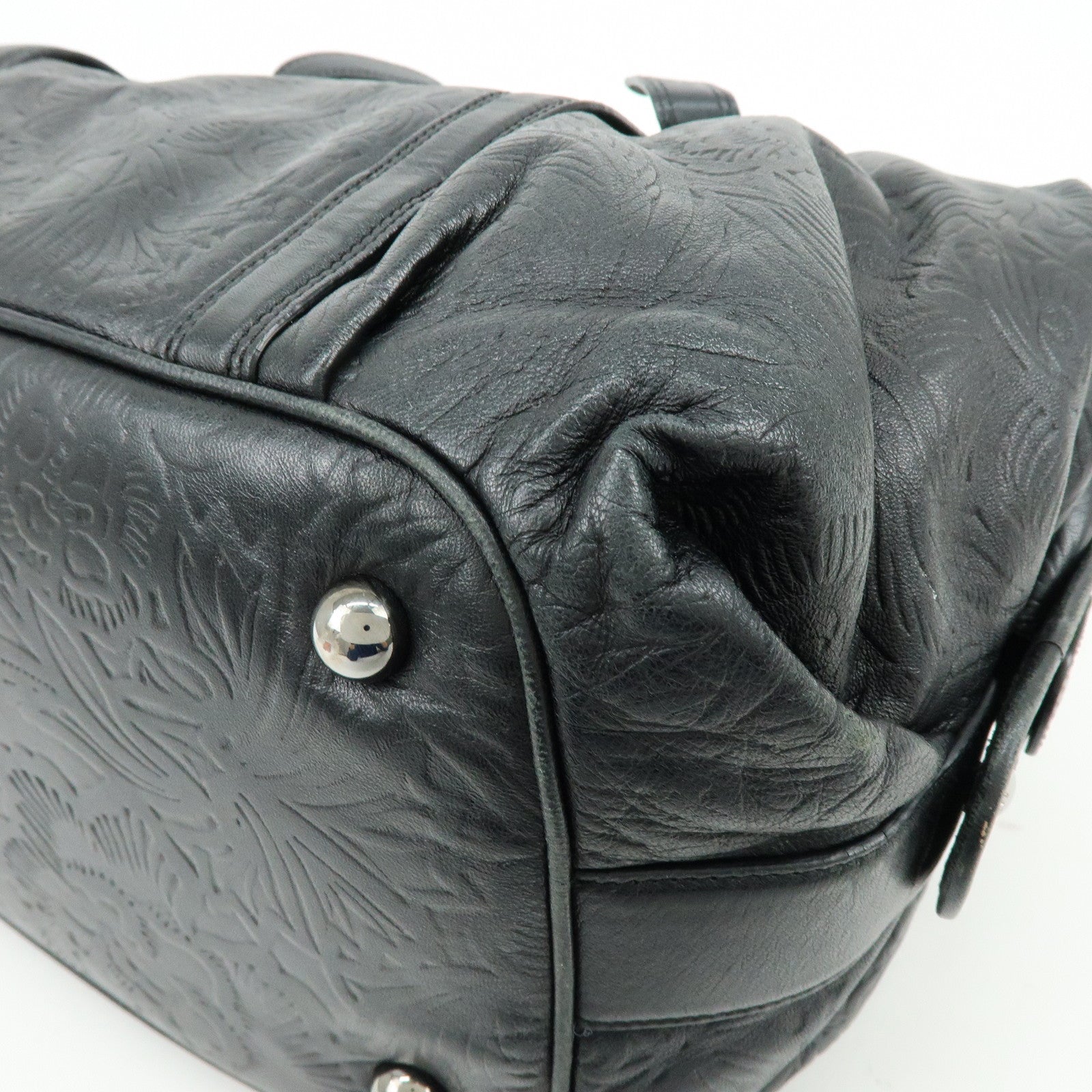 LOEWE Canela Nappa Leather Mini Boston Bag Shoulder Bag Black