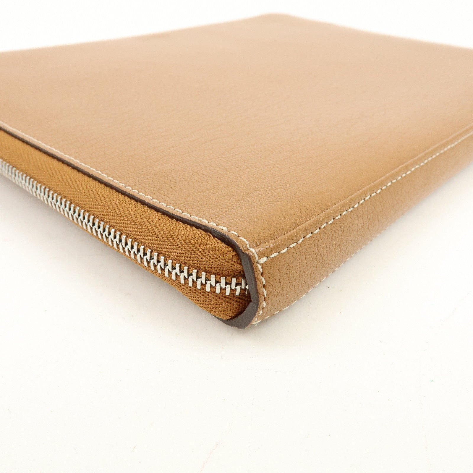 Cartier Leather Envelope Clutch Bag Pouch Brown