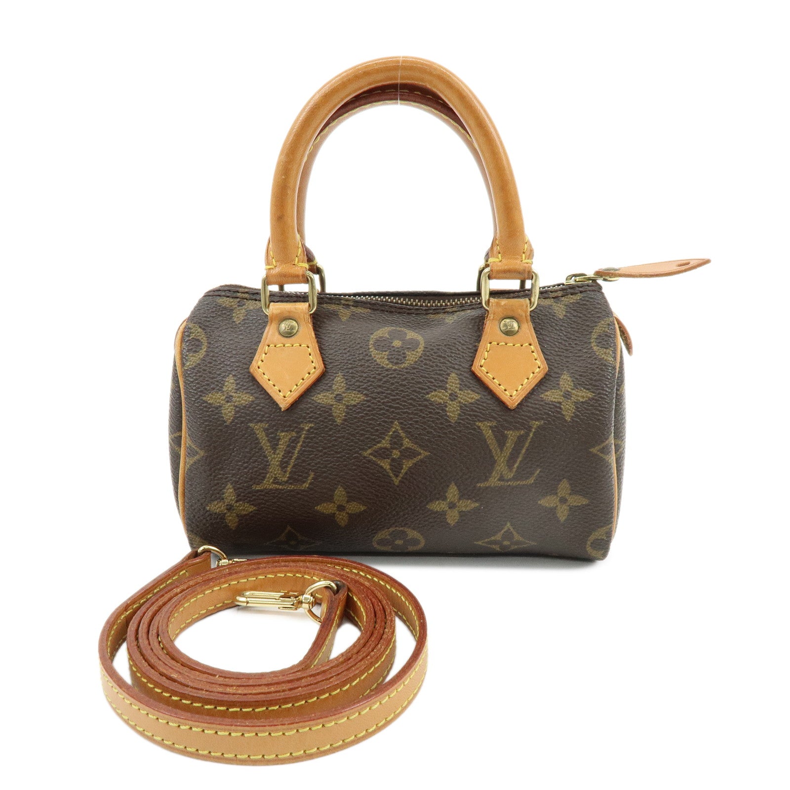 Louis Vuitton Monogram Mini Speedy Hand Bag & Strap Brown M41534