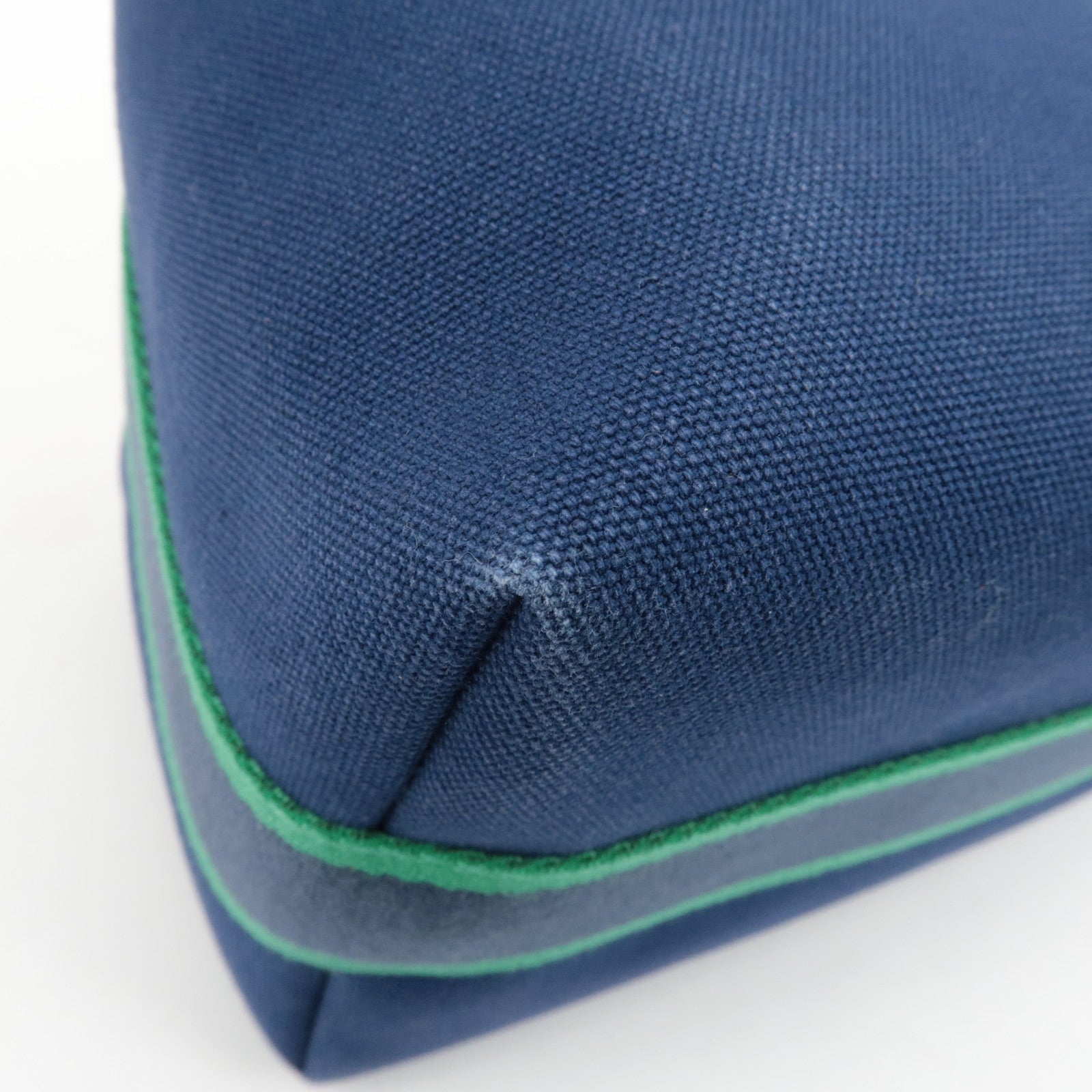 HERMES Canvas Bride A Brac GM Hand Bag Cosmetic Pouch Green Navy Used