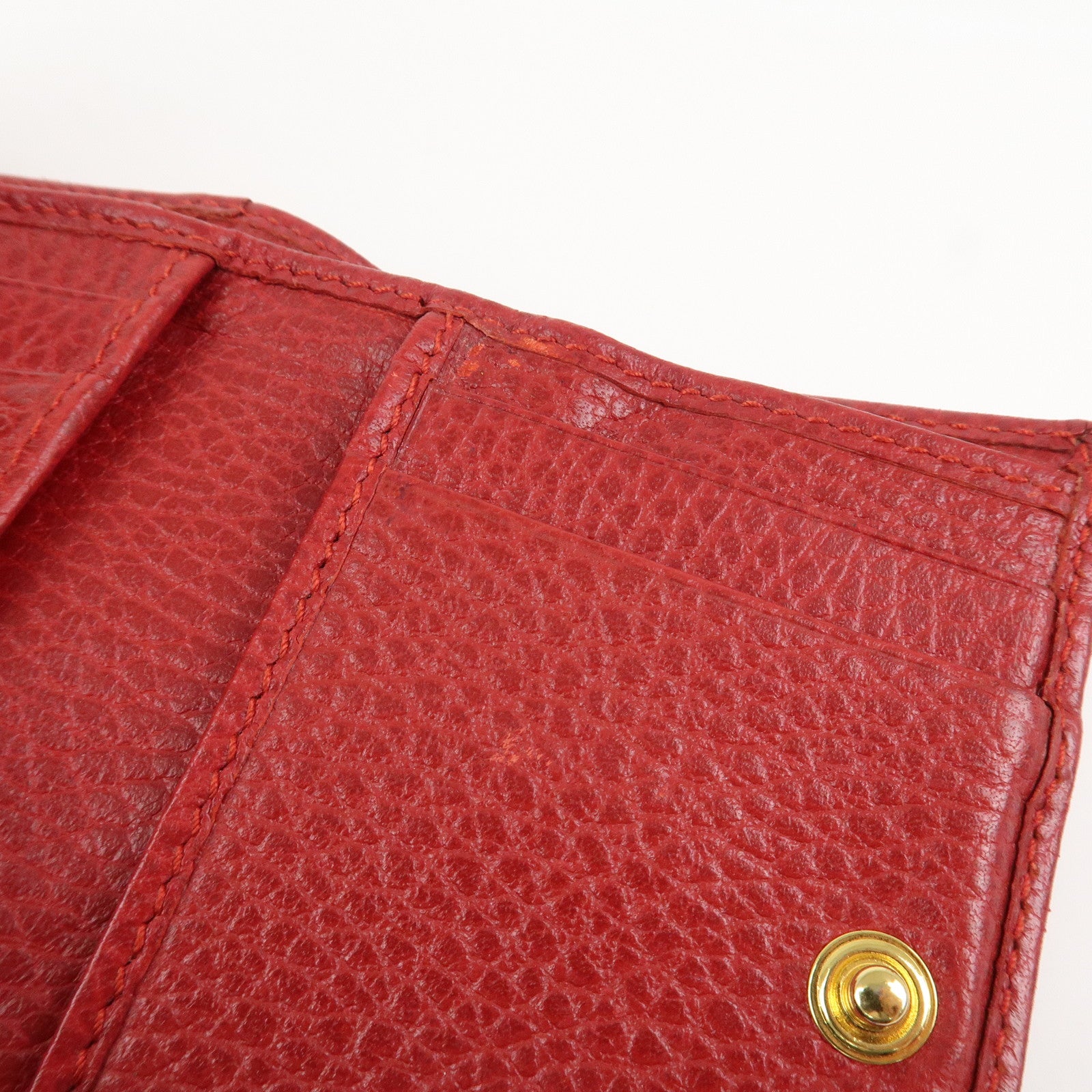 GUCCI GG Marmont Leather Tri-fold Compact Wallet Red 474746