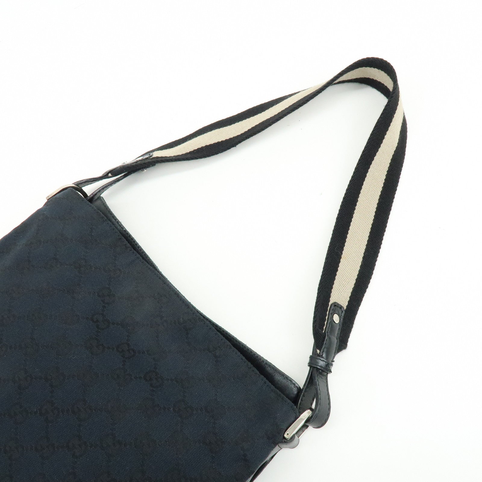 GUCCI GG Canvas Leather Shoulder Bag Black 001・4095・001553