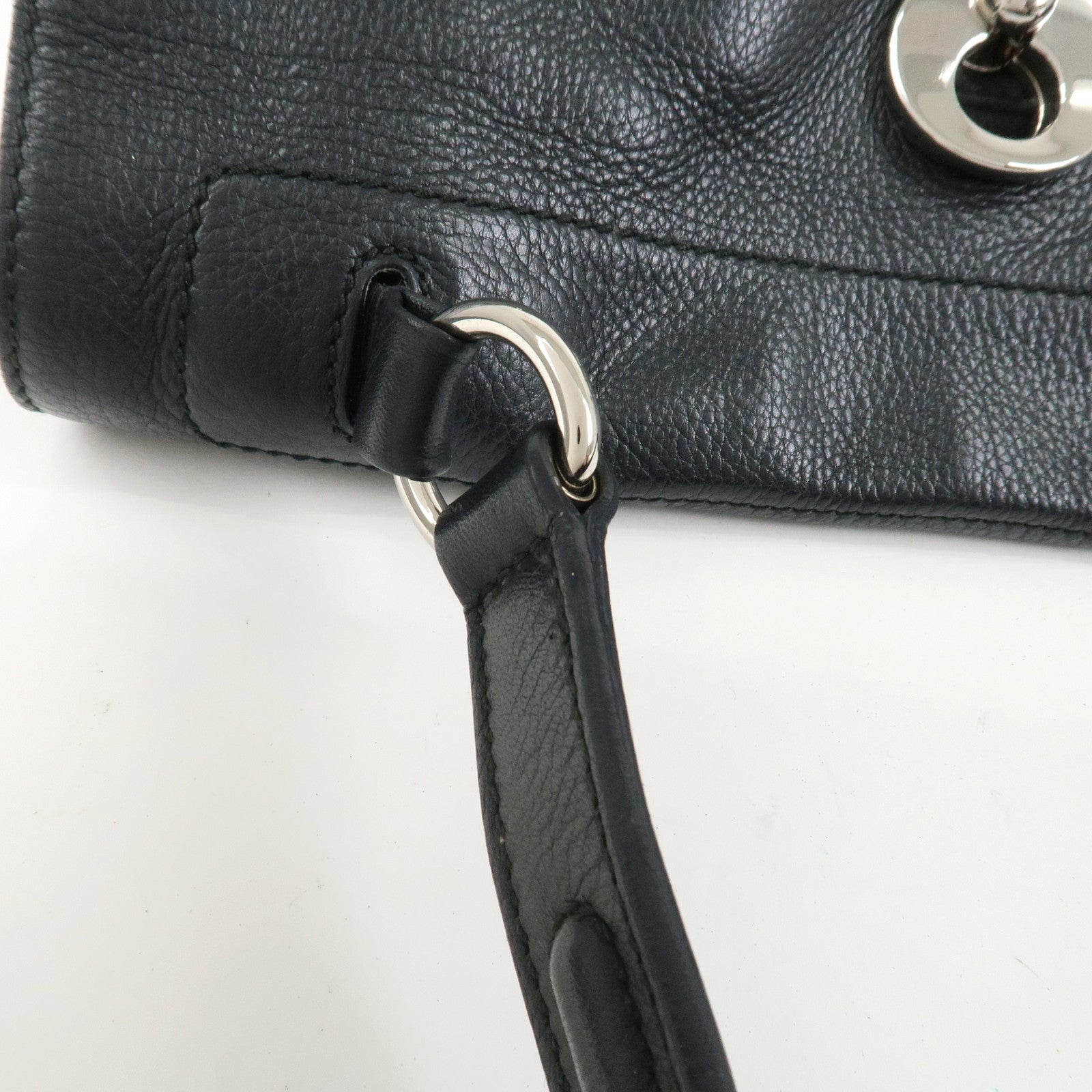 SAINT LAURENT PARIS Leather Canvas Muse Two Hand Shoulder Bag Black