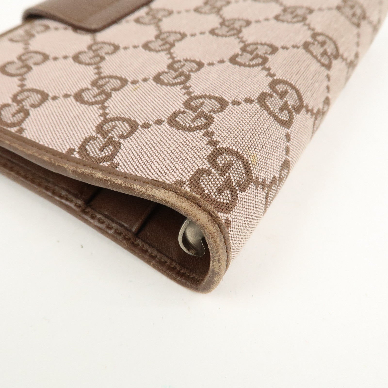 GUCCI GG Canvas Leather Agenda Cover Pink Brown 031.3661.1069
