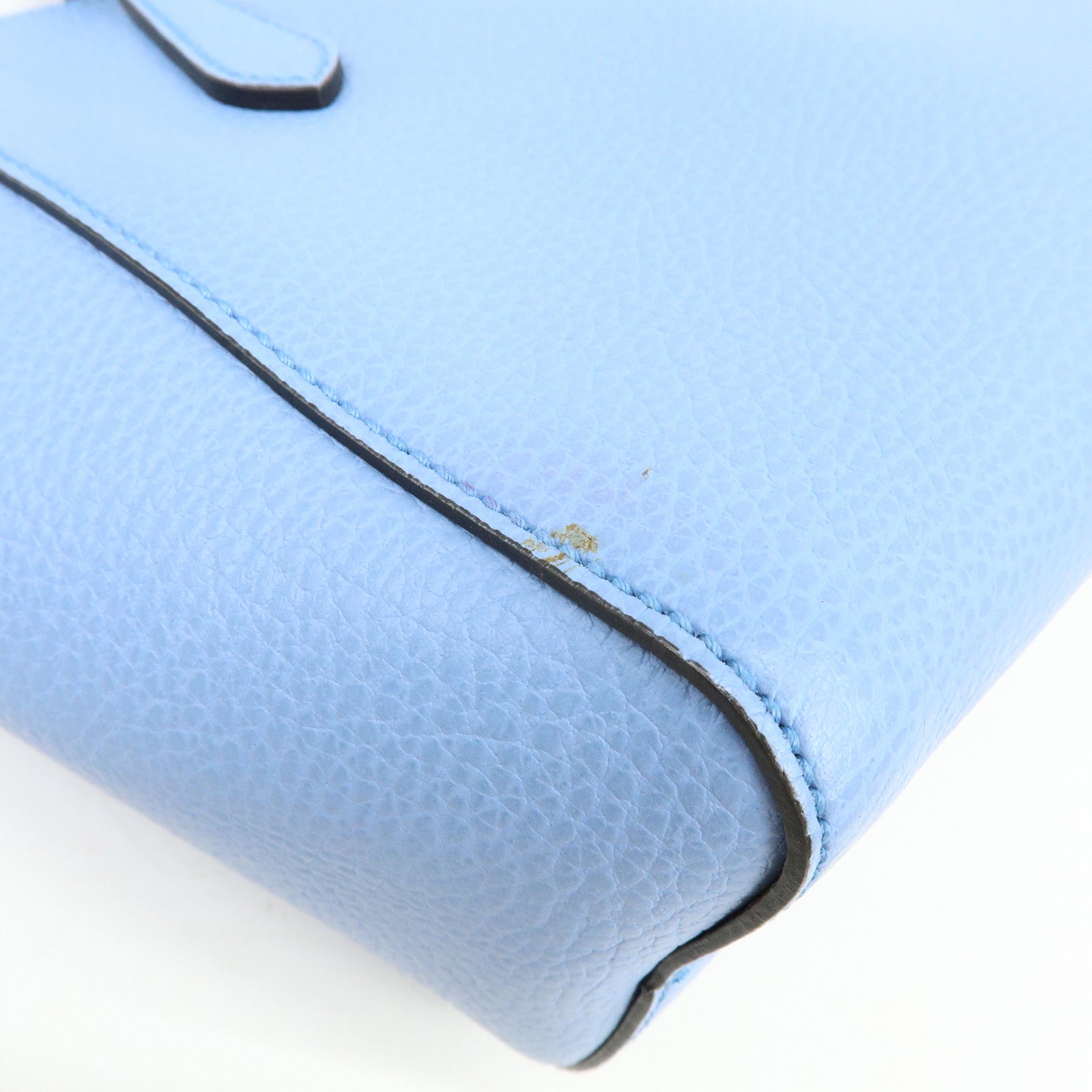 GUCCI Interlocking G Leather 2Way Bag Hand Bag Light Blue 368827