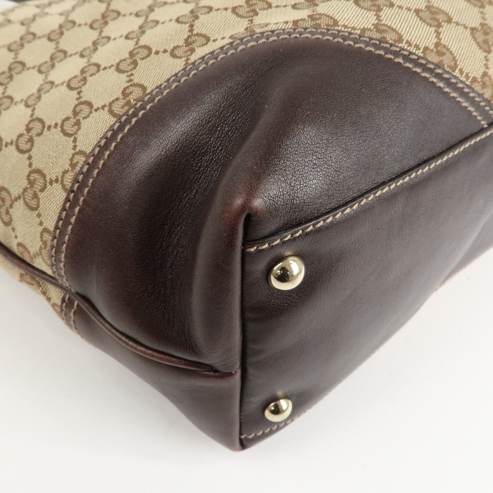 GUCCI Abbey Interlocking G GG Canvas Leather Tote Bag Brown 169945 Used