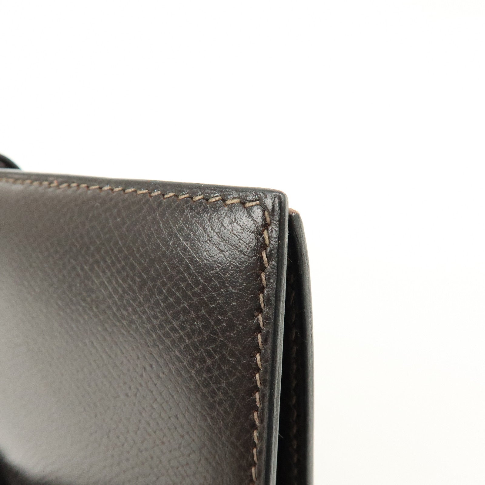 HERMES Béarn Classic Courchevel Long Wallet P Stamped Dark Brown