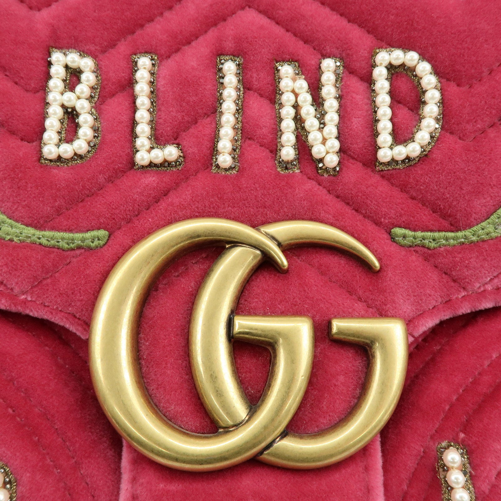 GUCCI GG Marmont Velour Leather Chain Shoulder Bag Pink 443496