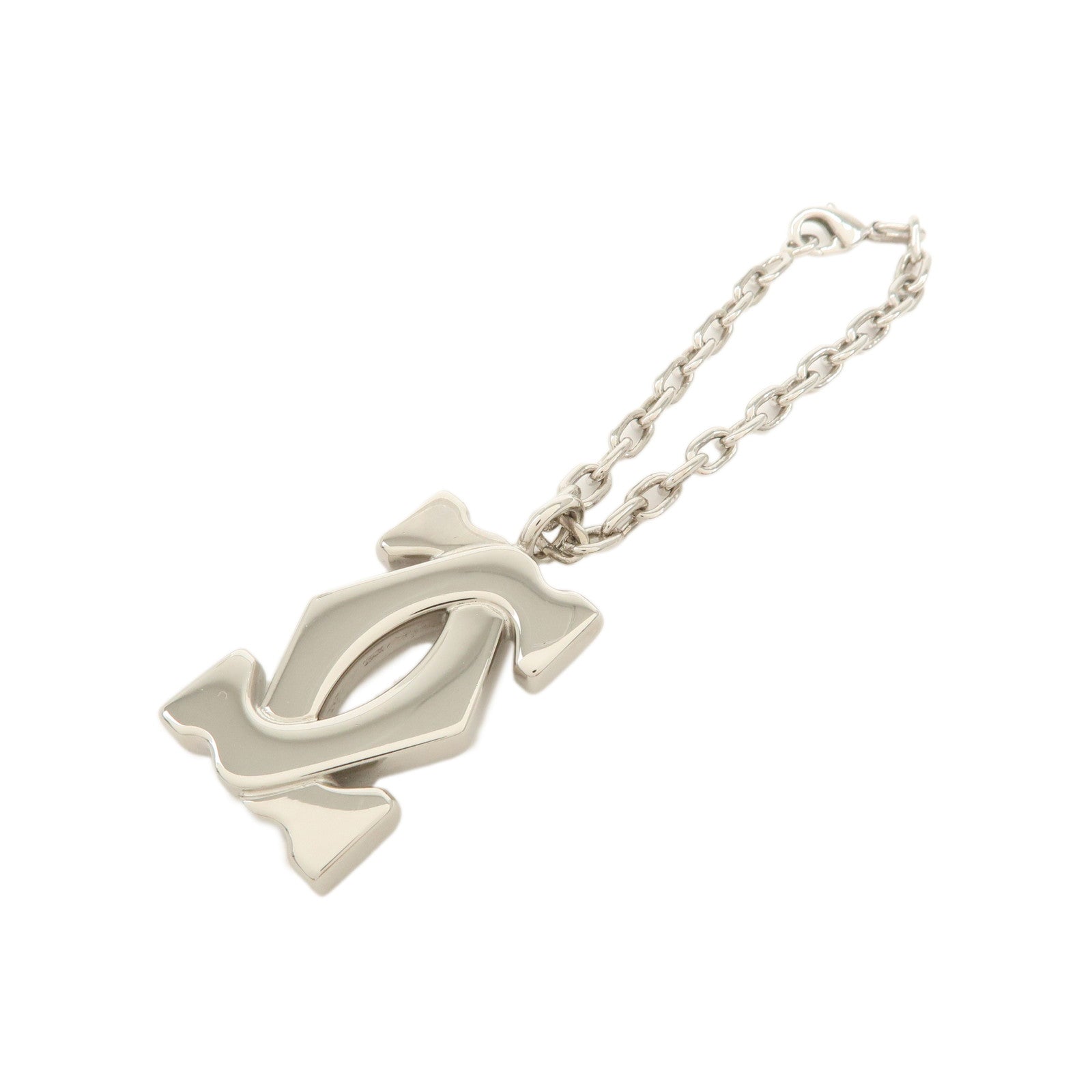 Cartier Must Line Logo Metal Bag Charm Key Charm Silver