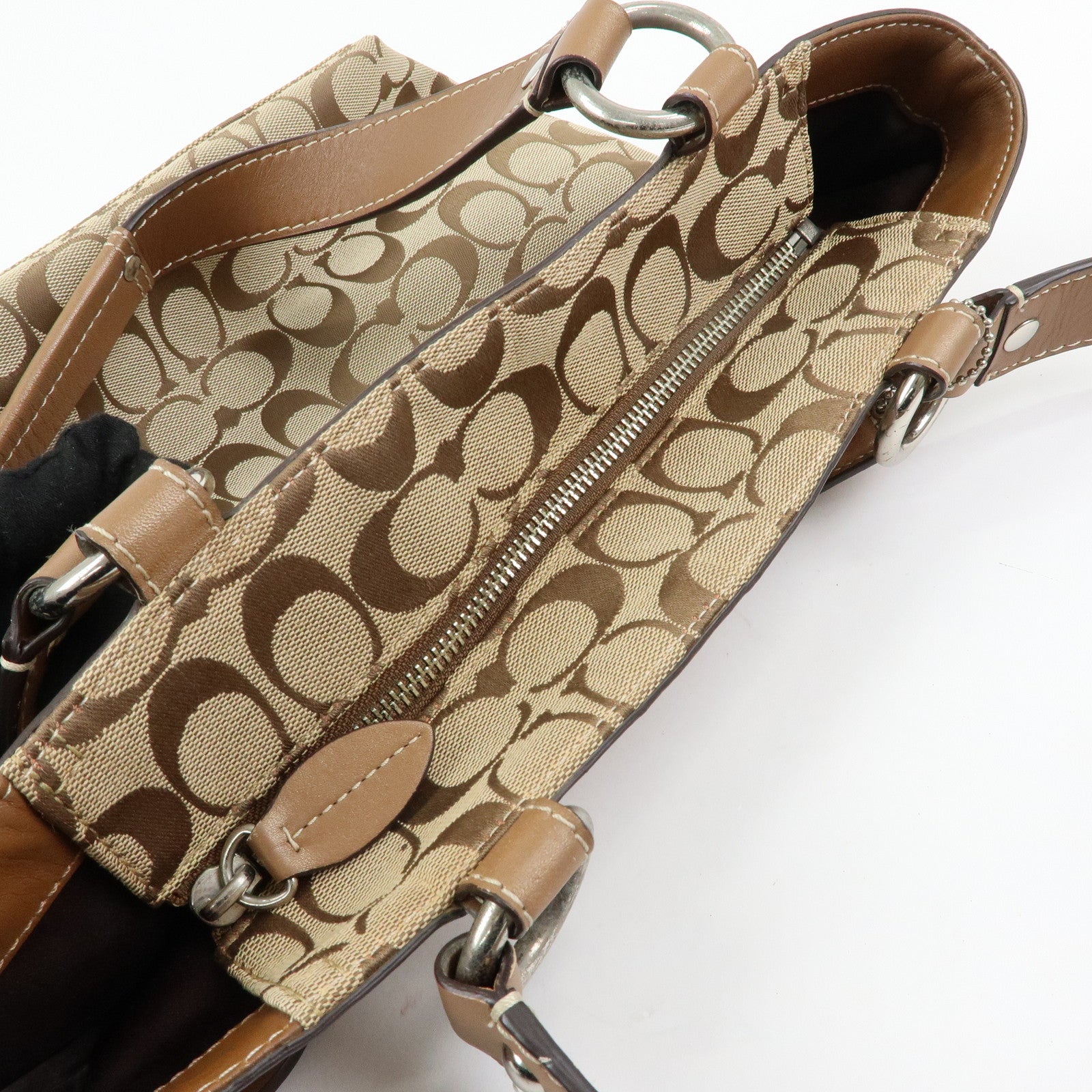 COACH Set of 2 Canvas Leather Shoulder Bag Brown Bronze