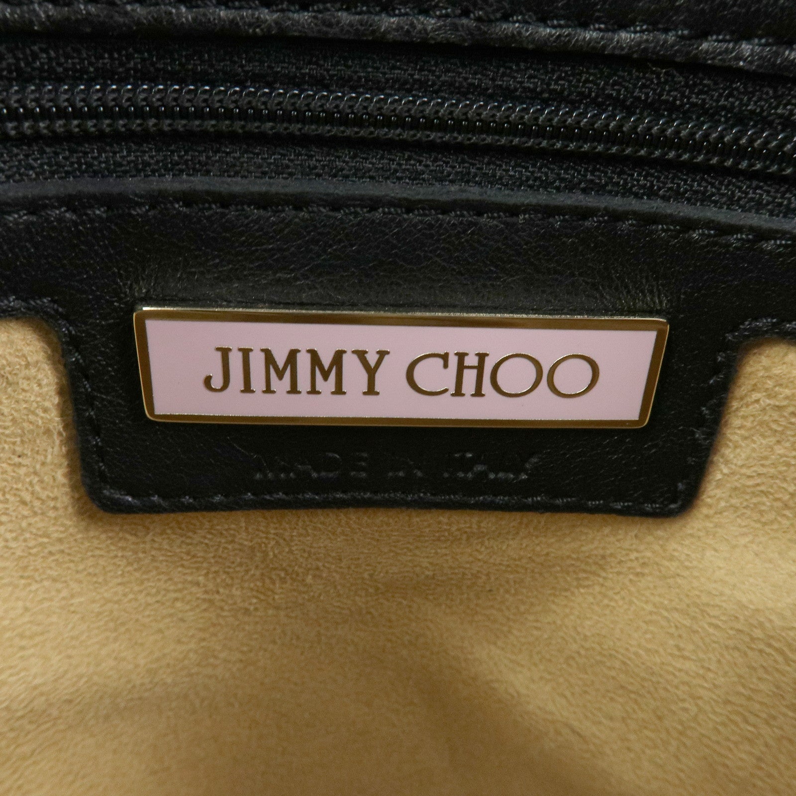 JIMMY CHOO Unborn Calf Leather Chain Shoulder Bag Clutch Bag Brown