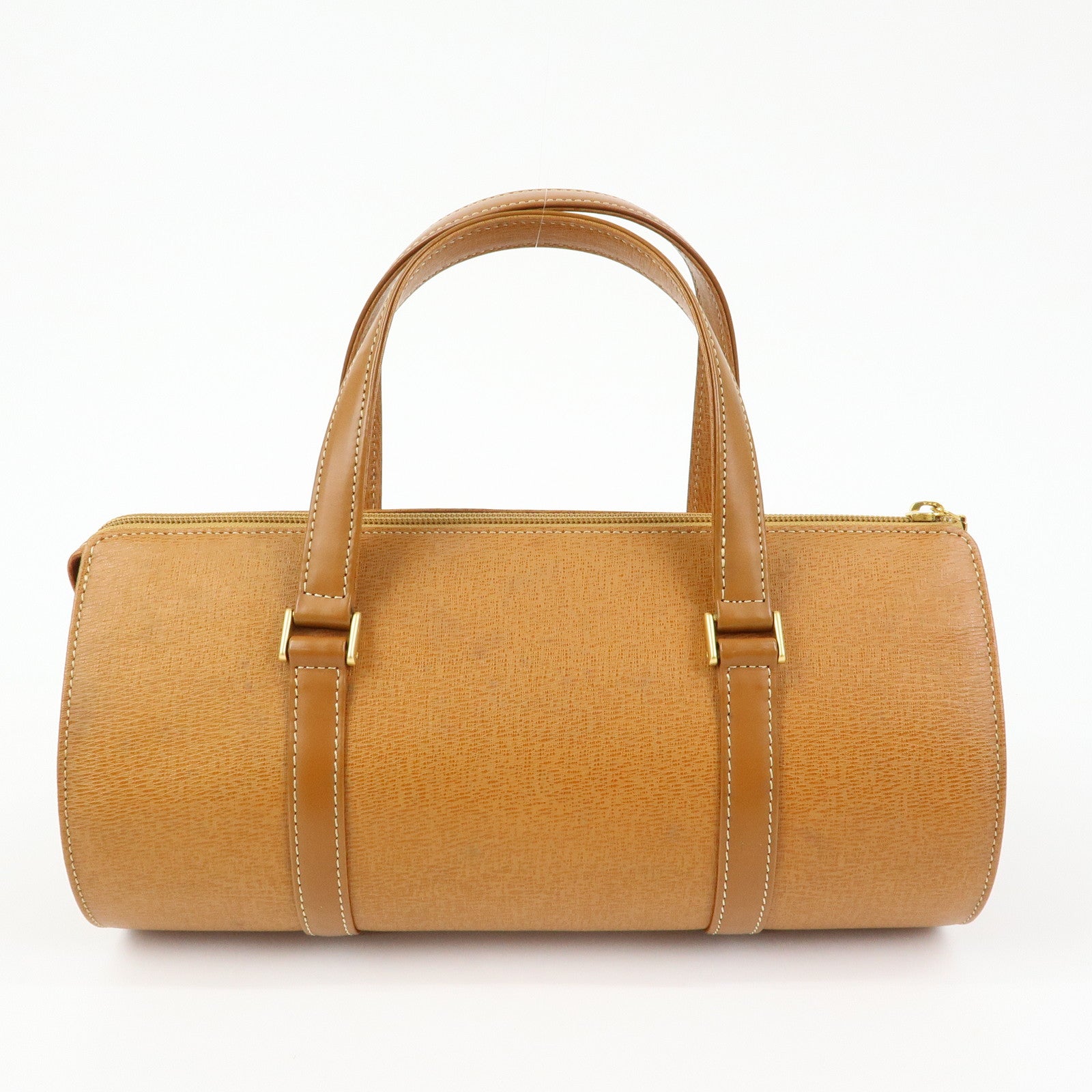 BURBERRY Logo Leather Hand Bag Tote Bag Brown