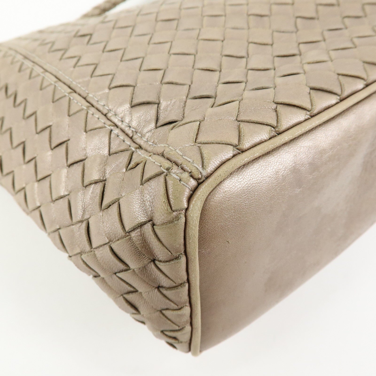 BOTTEGA VENETA Intrecciato Leather Shoulder Bag Beige