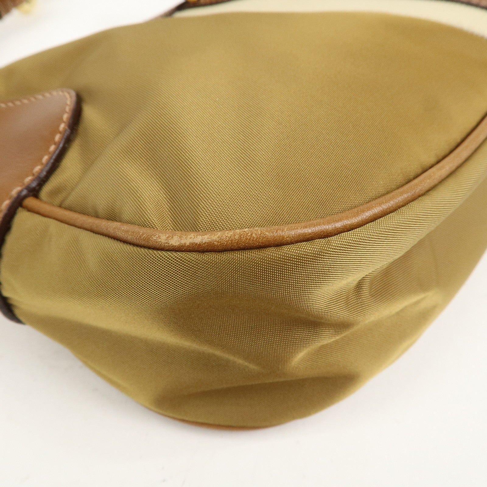 PRADA Triangle Logo Nylon Leather Shoulder Bag Brown BR3043