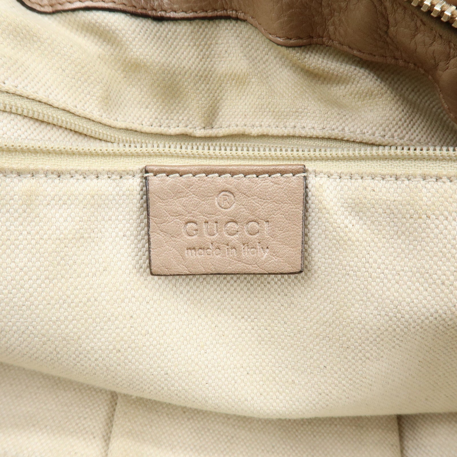 GUCCI Sukey Interlocking G Leather 2Way Bag Champagne Gold 247902