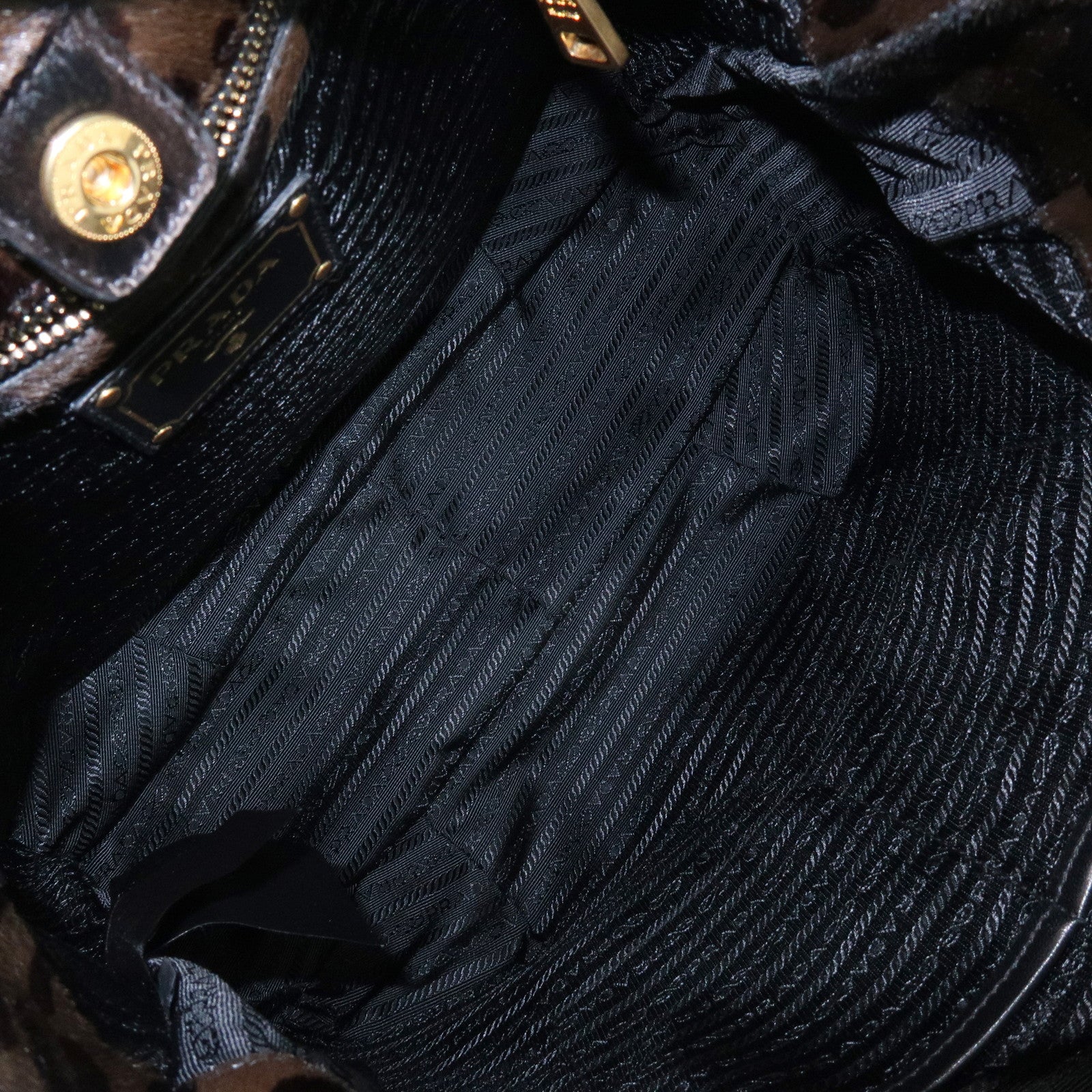 PRADA Leopard Unborn Calf Shoulder Bag Dark Brown BR4941