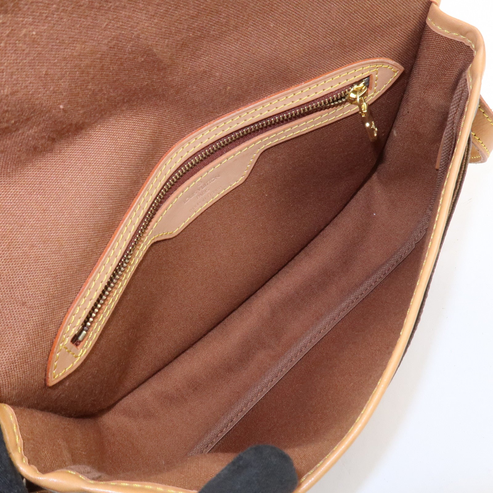 Louis Vuitton Monogram Gibeciere PM Shoulder Bag Brown M42248