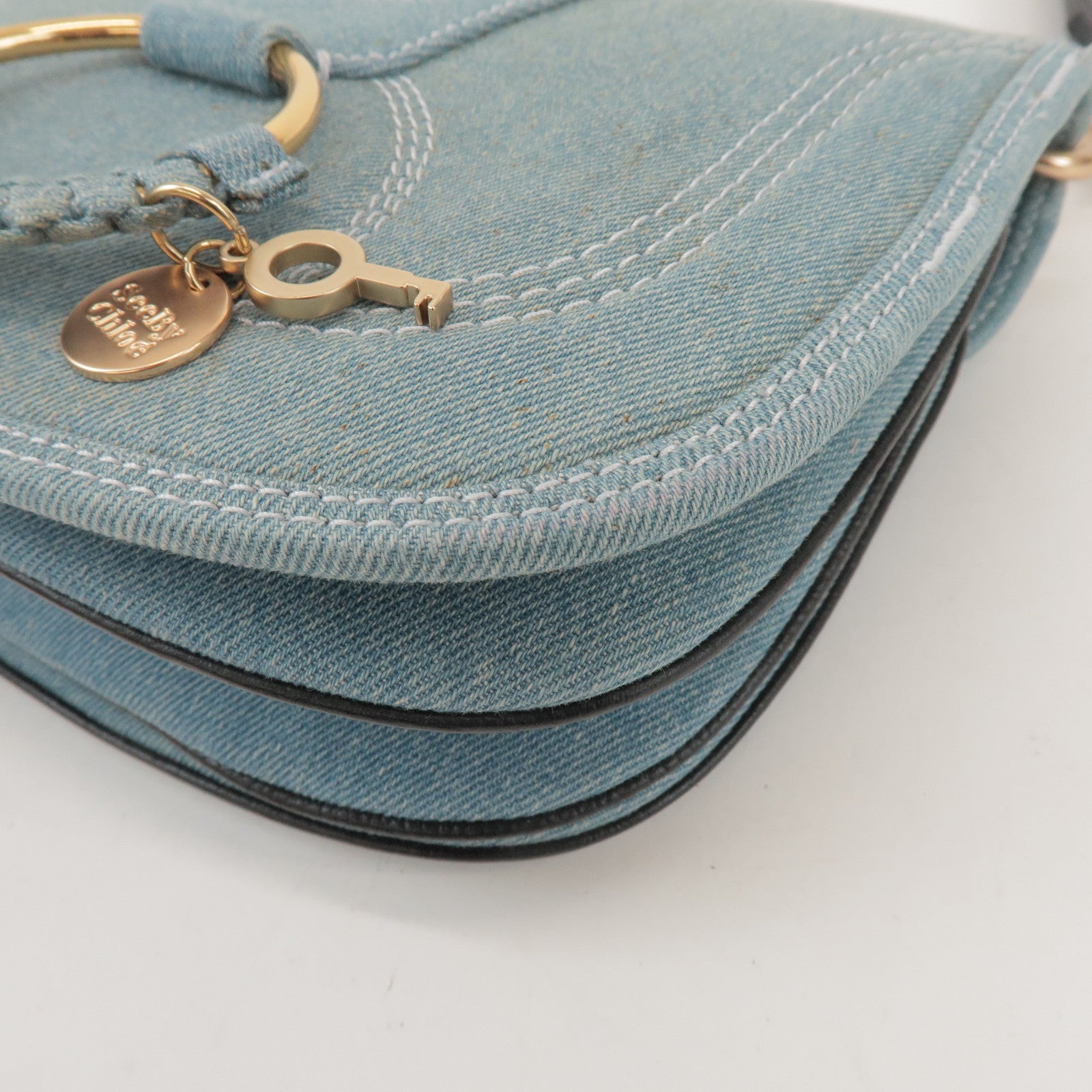 Chloe See by Chloe Hana Denim Leather Shoulder Bag Denim