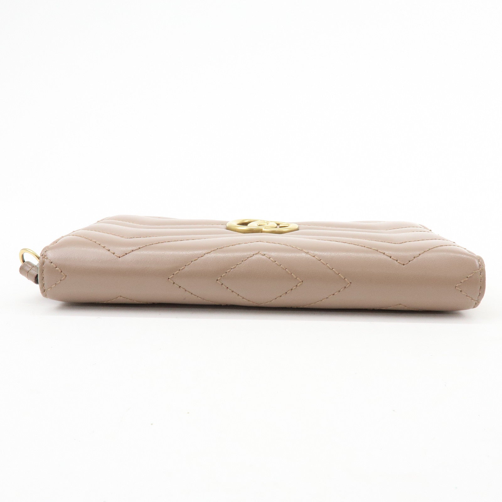 GUCCI GG Marmont Chevron Leather Long Wallet Beige 443123