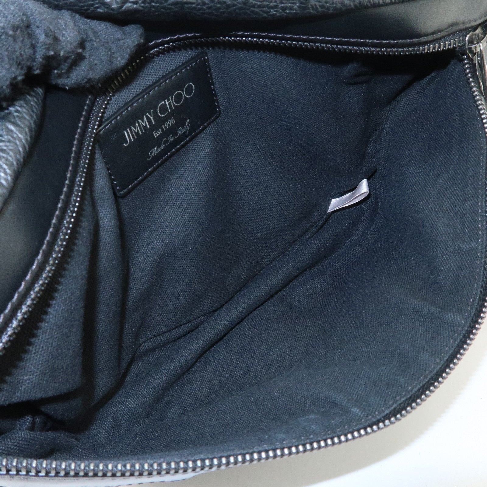 JIMMY CHOO Leather Waist Bag Crossbody Bag Black Silver Hardware Used