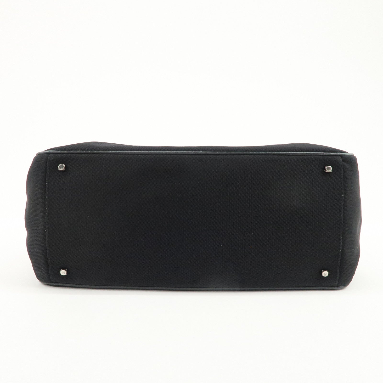 Ferragamo Vara Nylon Embossed Leather Shoulder Bag Hand Bag Black