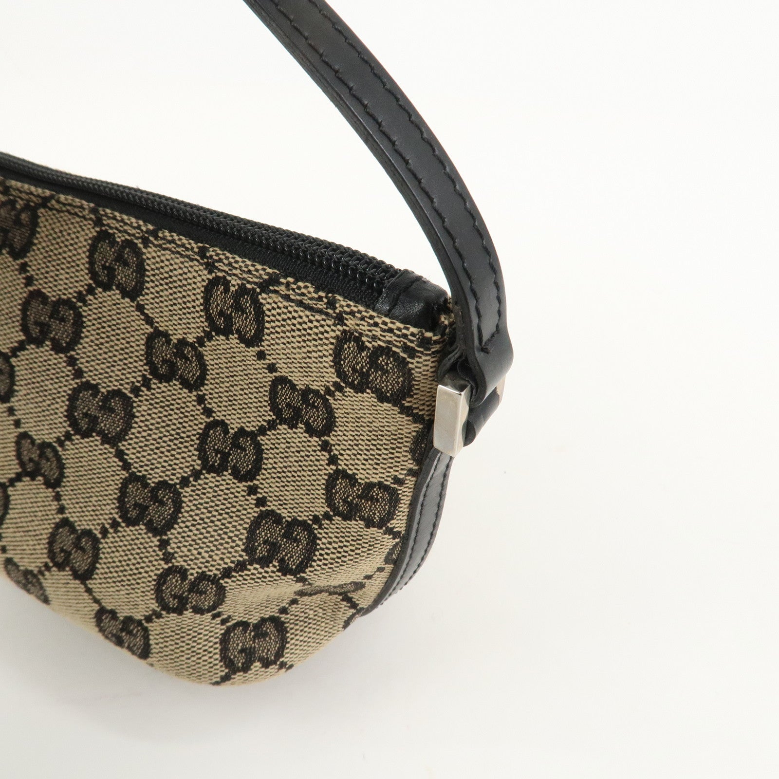 GUCCI Boat Bag GG Monogram Canvas Pouch Hand Bag Beige 039.1103