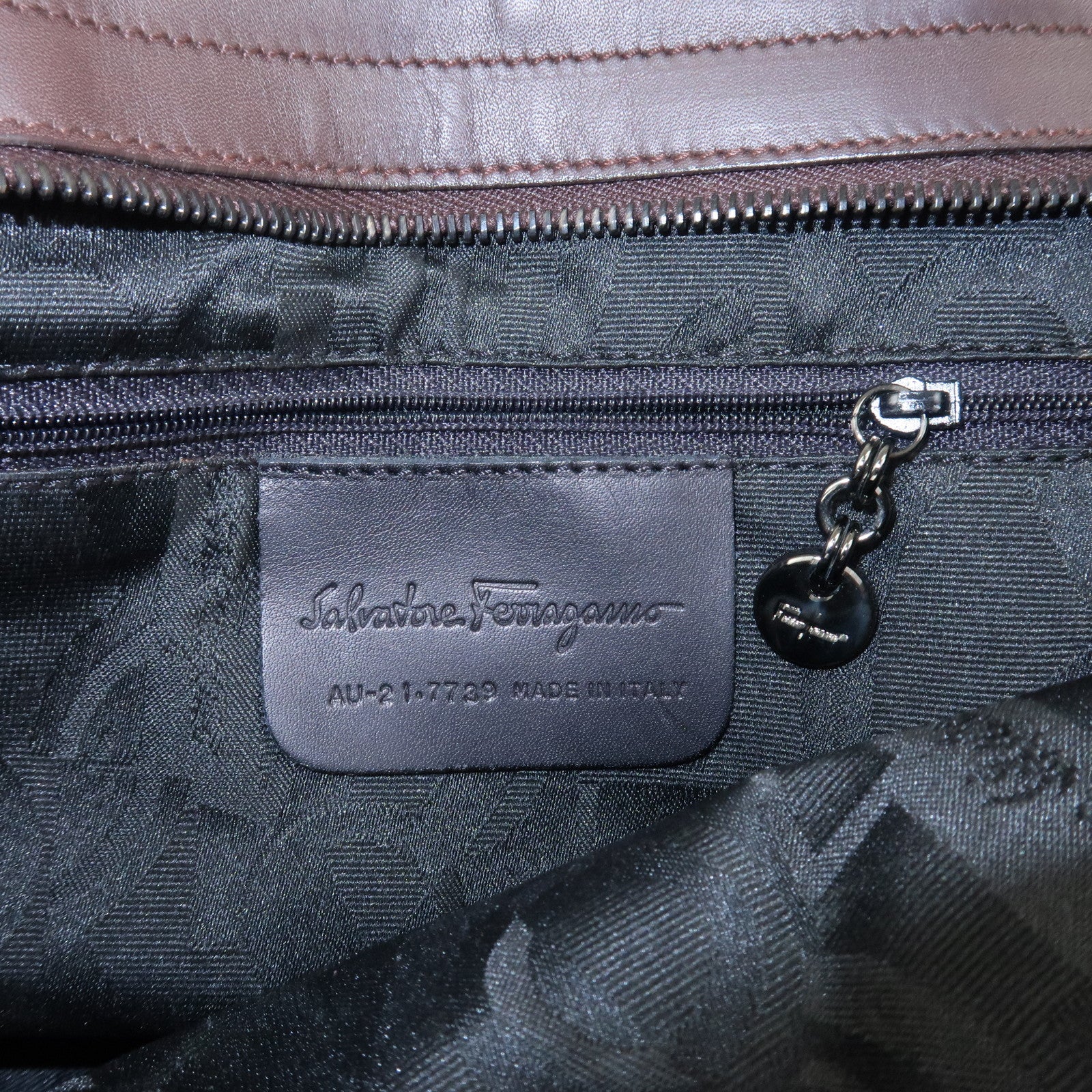 Ferragamo Canvas 2Way Bag Hand Bag Shoulder Bag Brown