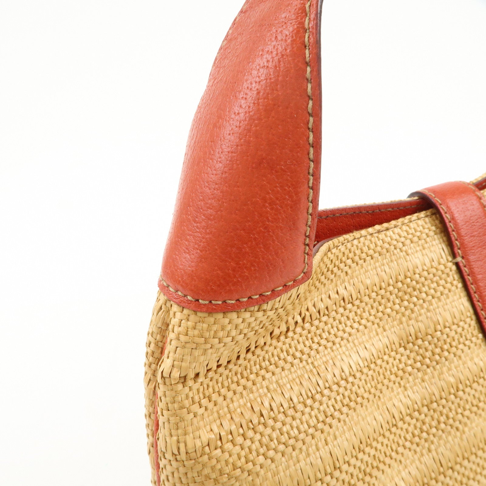 GUCCI New Jackie Raffia Leather Shoulder Bag Natural Orange 140040