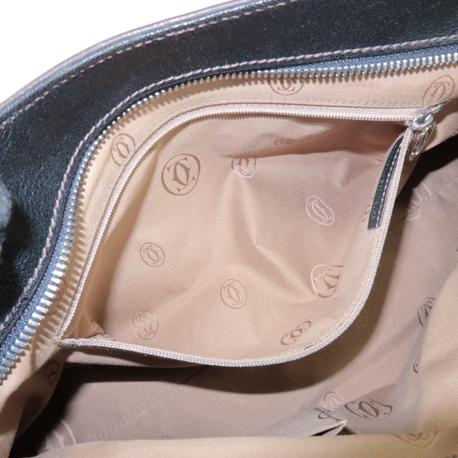 Cartier Must Line Leather Marcello Hand Bag Black Used