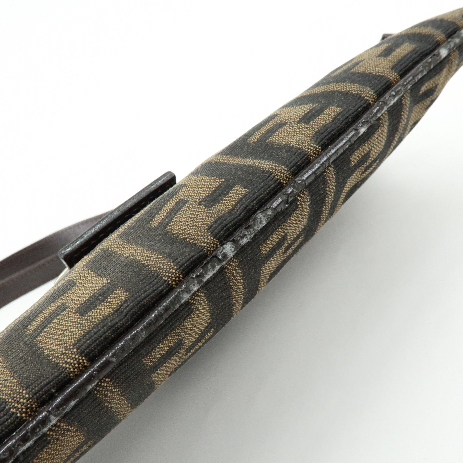 FENDI Zucca Canvas Leather Shoulder Bag Hand Bag Brown Black