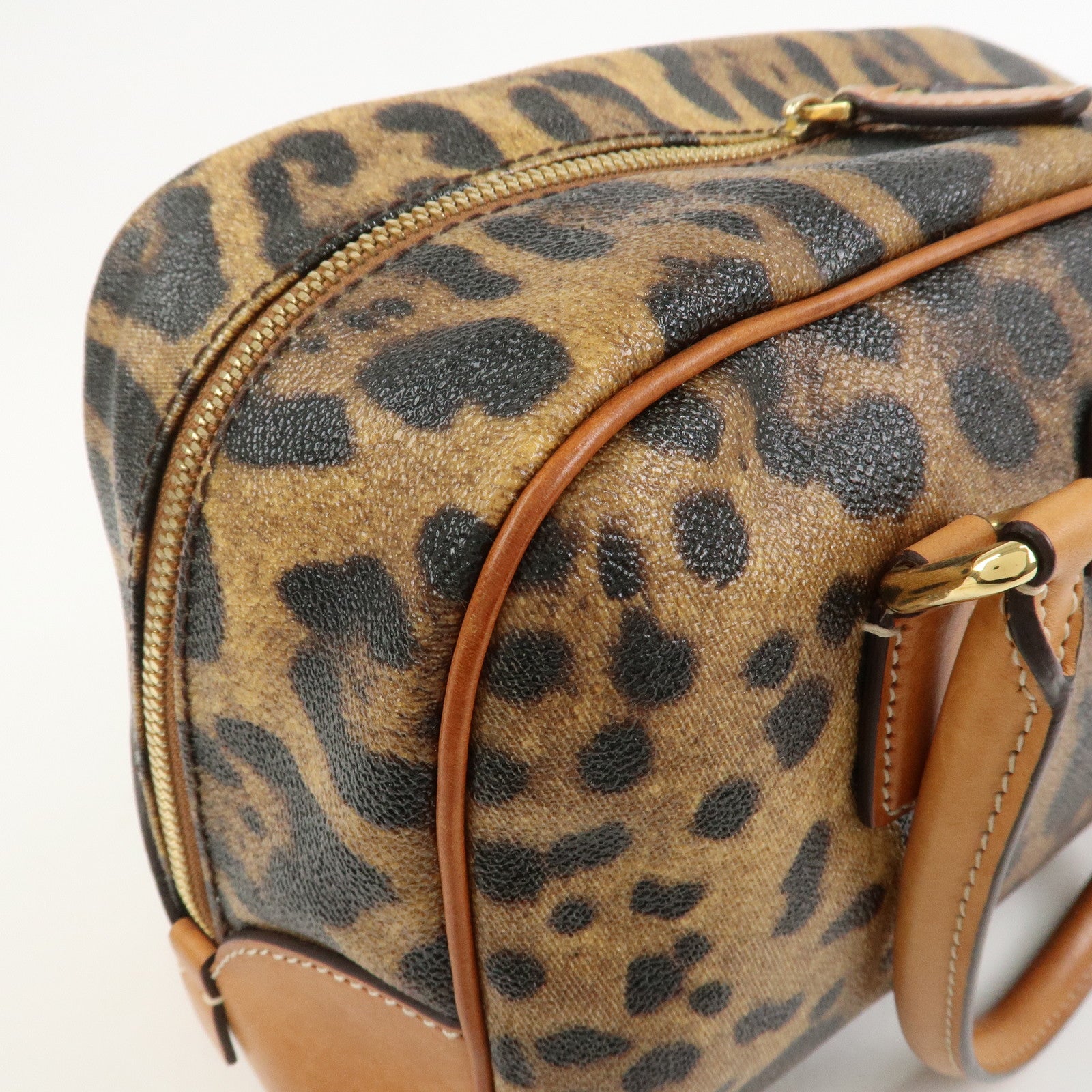 Dolce&Gabbana Leather Shoulder Bag Hand Bag Leopard Brown