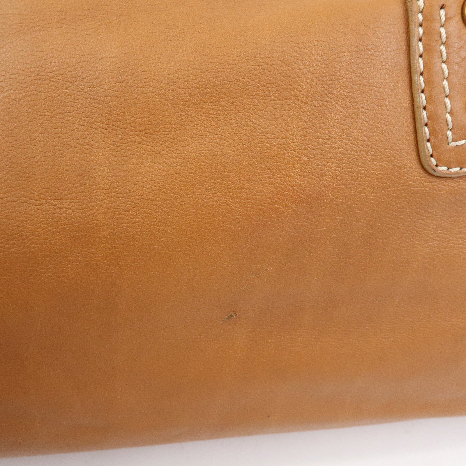 CELINE Leather Hand Bag Shoulder Bag Camel