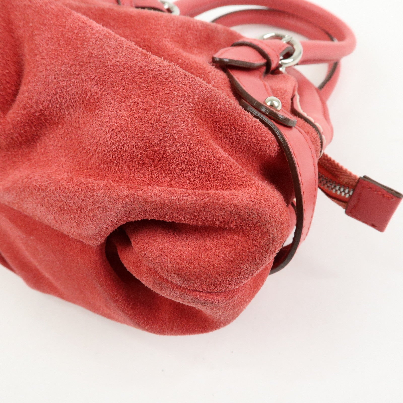Ferragamo Gancini Suede Leather Small Hand Bag Pink