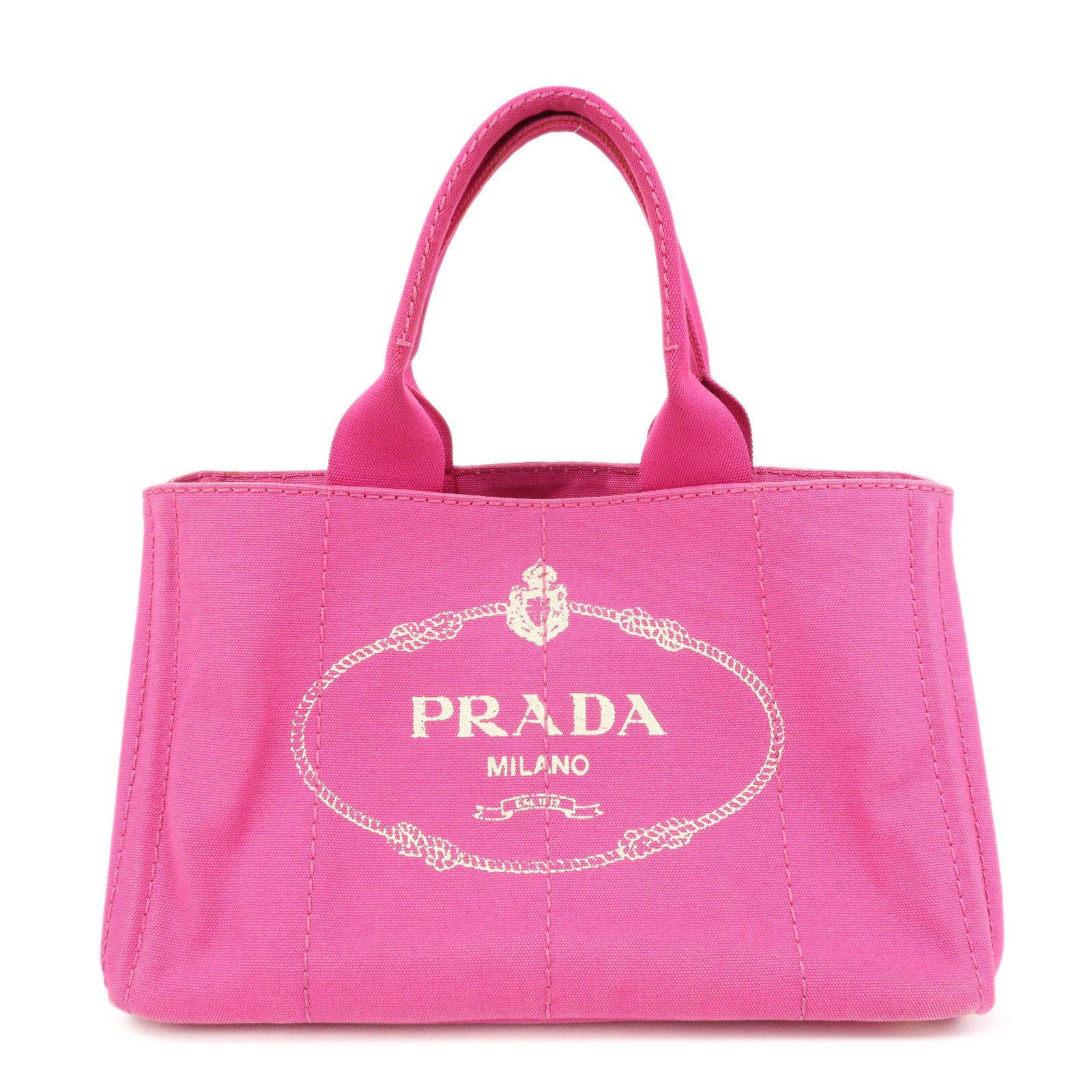 PRADA Triangle Logo Canapa Canvas Hand Bag Tote Bag Pink BN1872