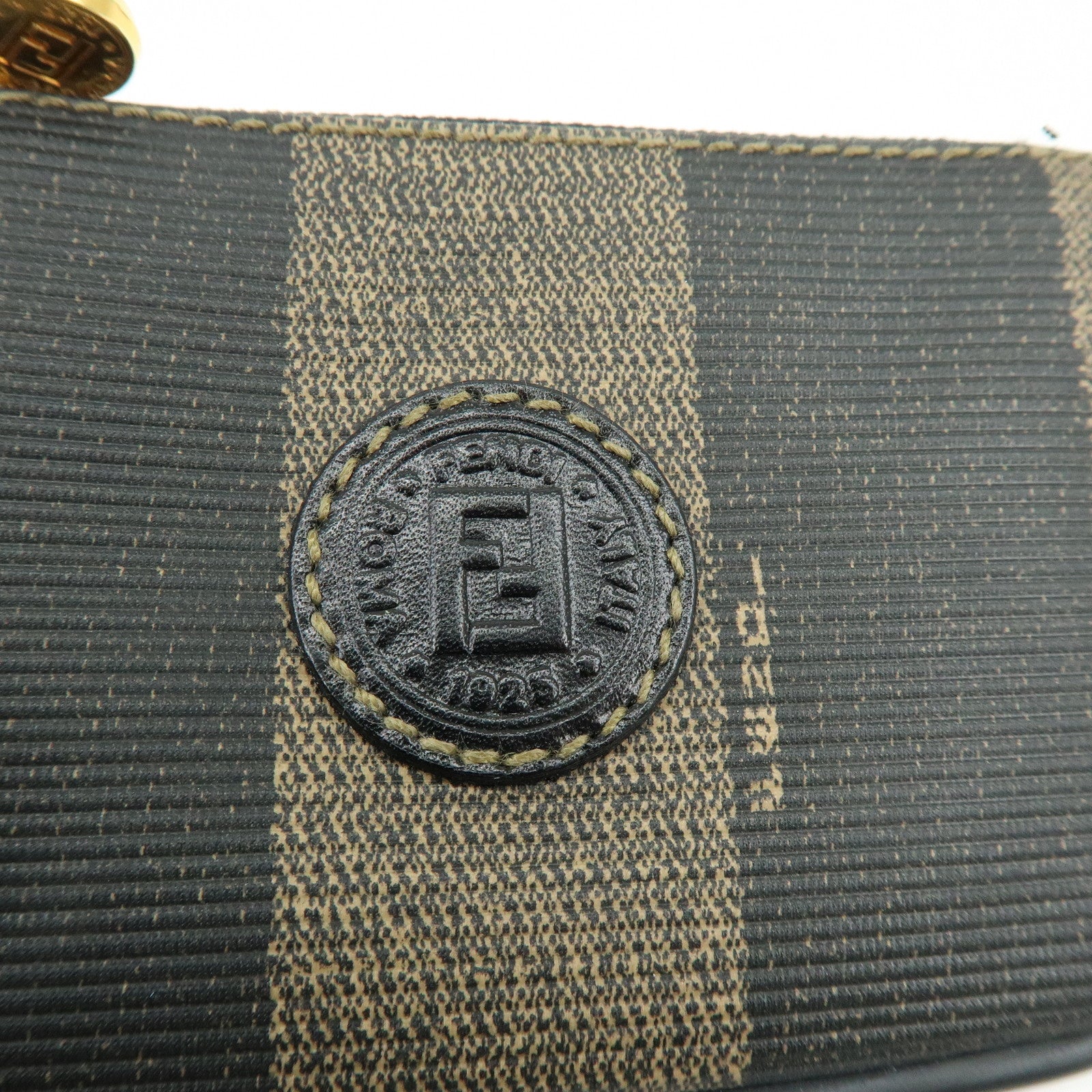 FENDI Pequin PVC Coated Canvas Coin Case Black Beige