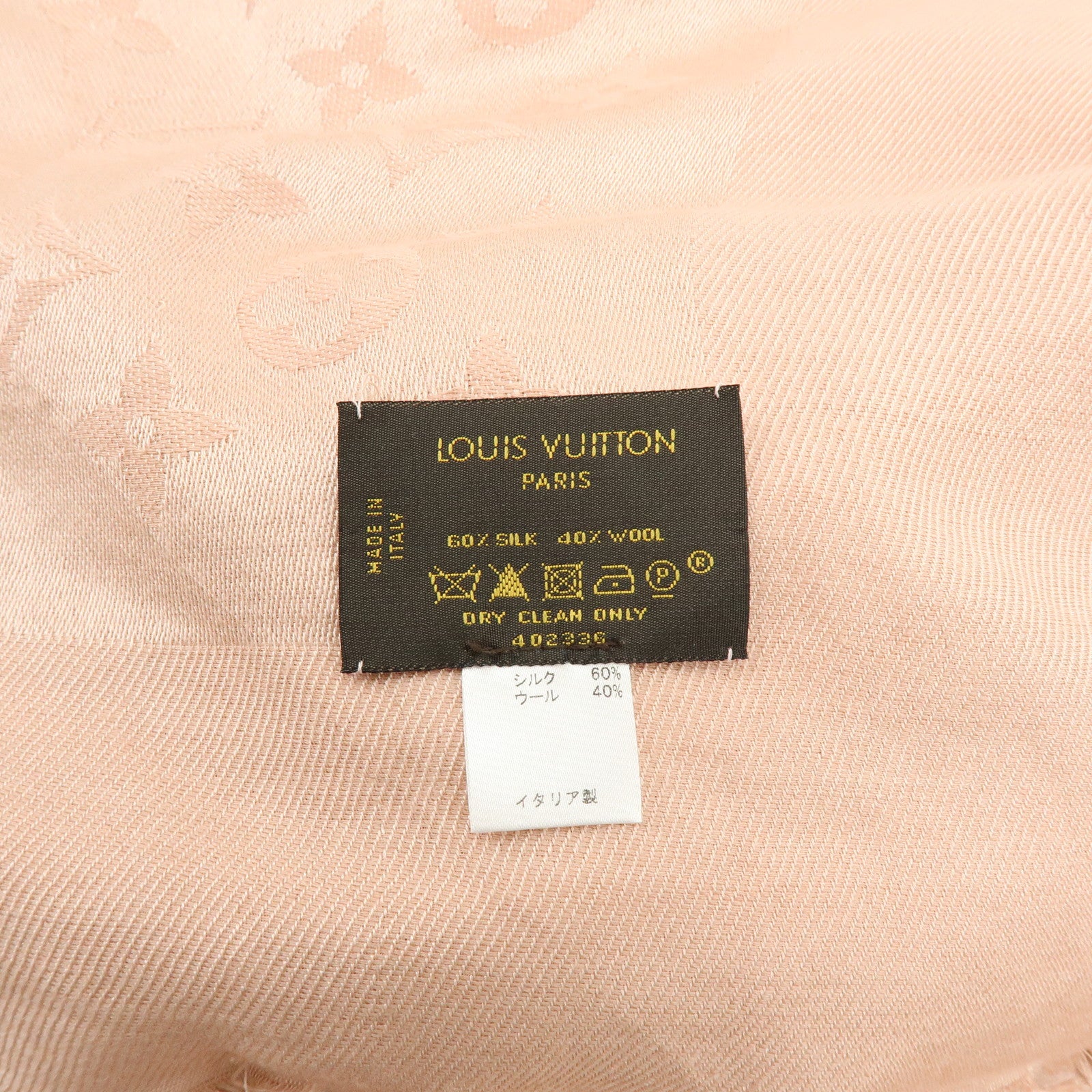 Louis Vuitton Monogram Silk Wook Scarf Shawl Pink 402336