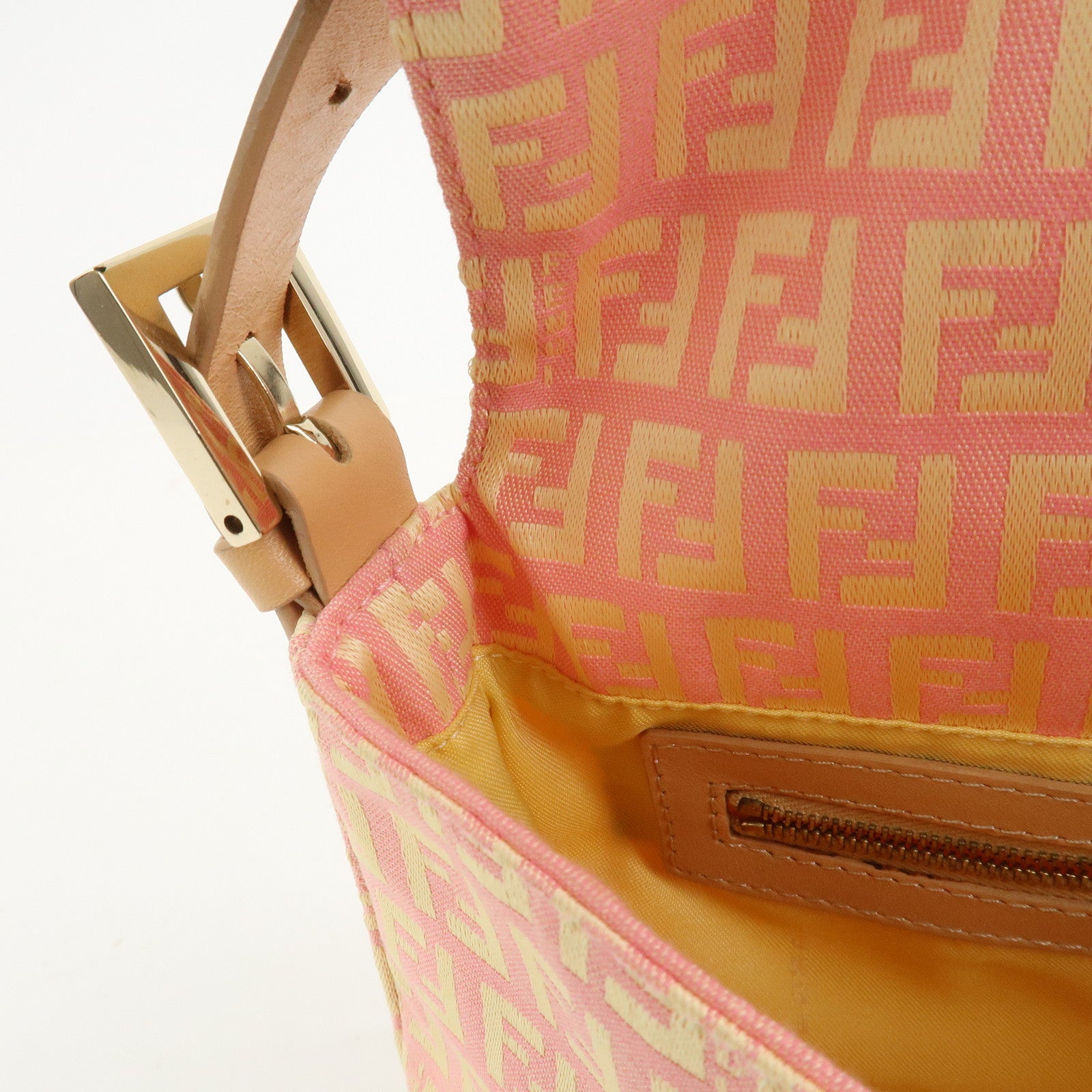 FENDI Mamma Baguette Zucchino Canva Leather Shoulder Bag 8BR000