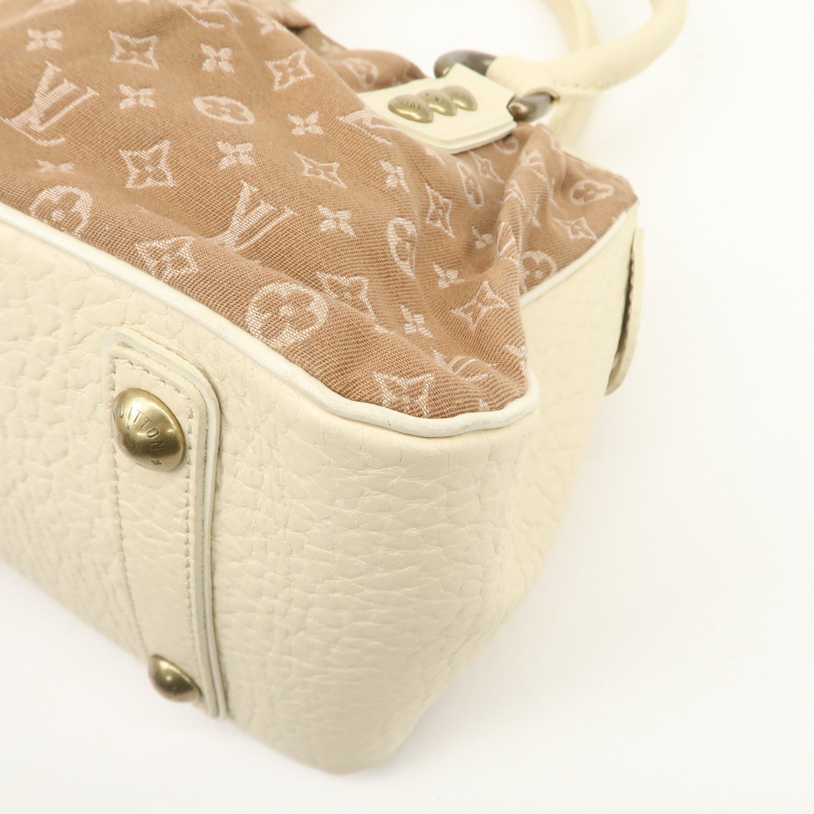 Louis Vuitton Monogram Mini Lin Trapeze PM Hand Bag Caramel M40059 Used