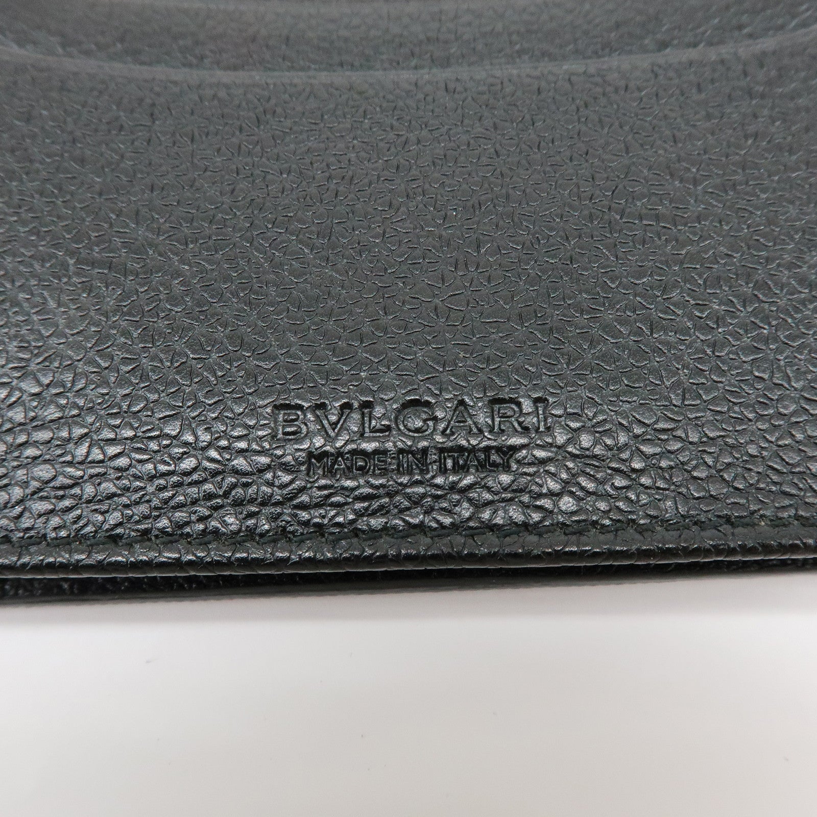 BVLGARI Millerighe Set of 2 PVC Leather Card Case Key Case Black