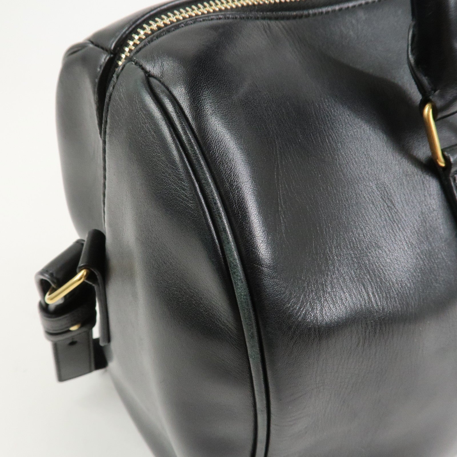 SAINT LAURENT PARIS Duffle 6 Leather 2Way Bag Hand Bag Black 322049