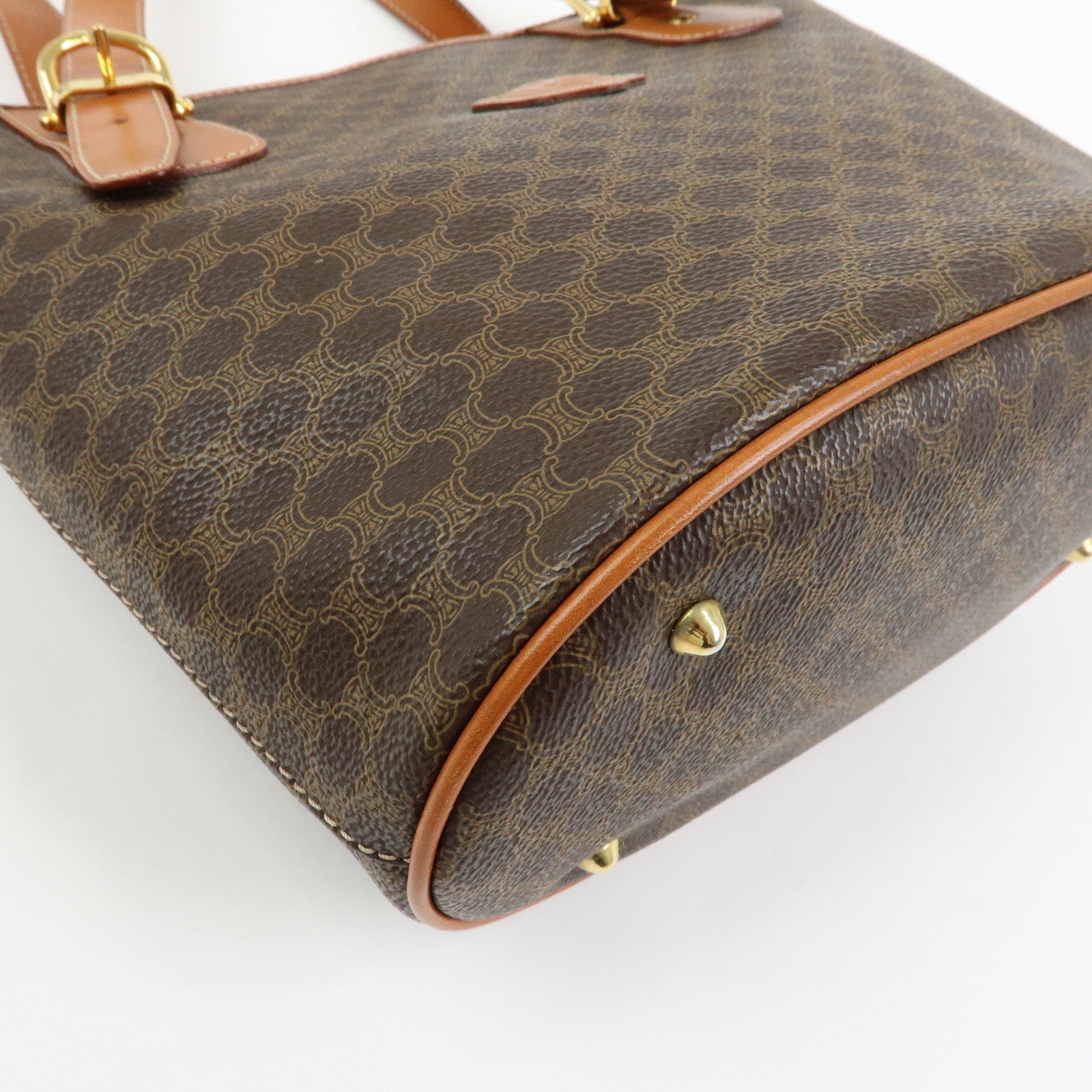 CELINE Macadam PVC Leather Tote Bag Hand Bag Shoulder Bag Brown