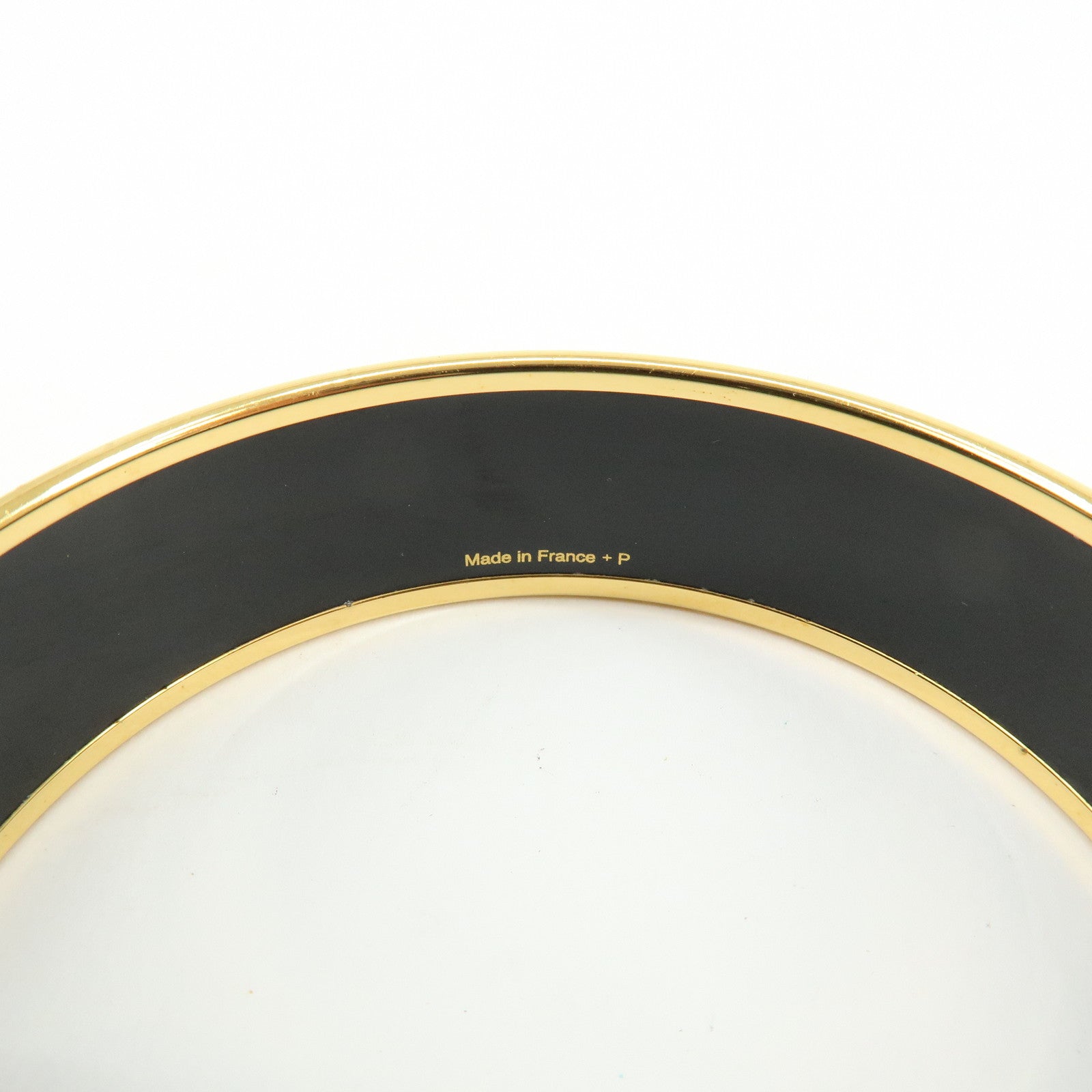 HERMES Email GM Gold Plated Bangle Bracelet Red Gold