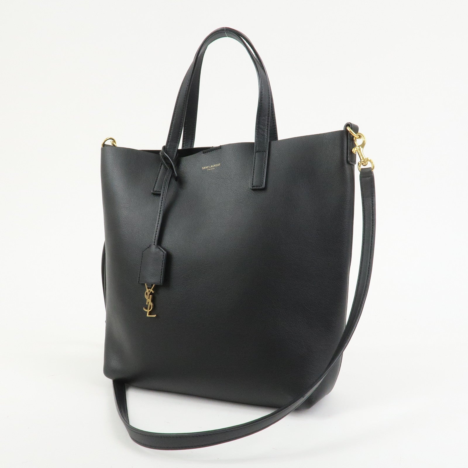 SAINT LAURENT PARIS Leather Toy Shopping Bag 2Way Bag Black 600306