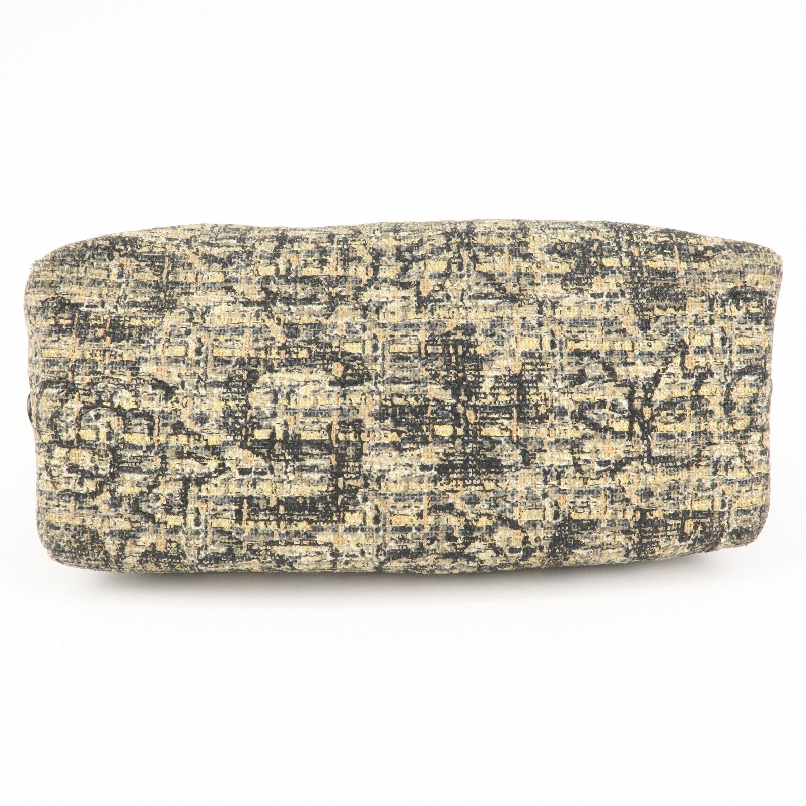 CHANEL COCO Mark Lamb Skin Tweed Shoulder Bag Hand Bag Black Silver HDW Used