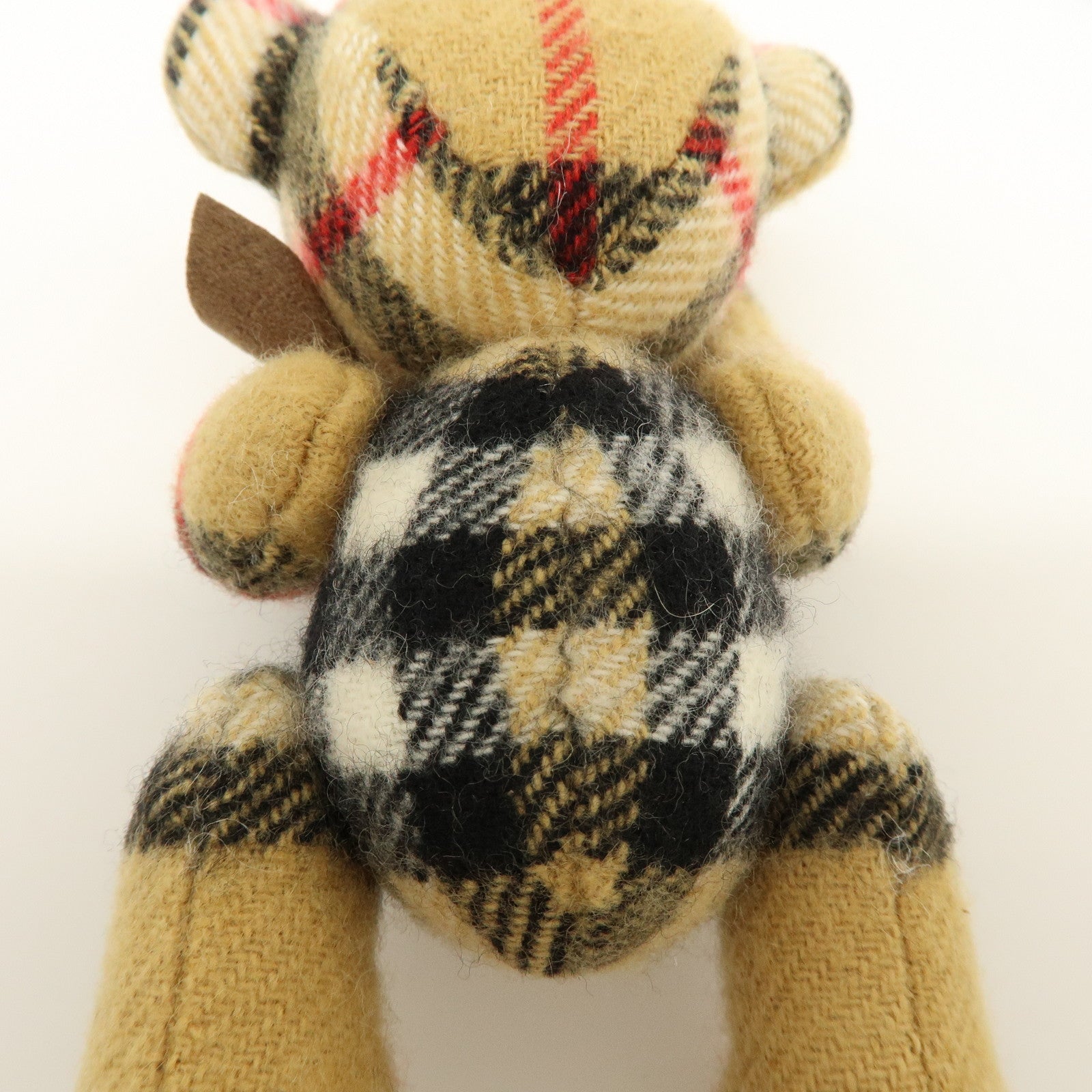 BURBERRY Thomas Bear Cashmere Leather Bag Charm Key Holder Brown